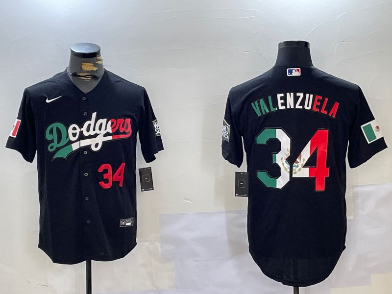 Men Los Angeles Dodgers #34 Valenzuela Black Game 2024 Nike MLB Jersey style 112018
